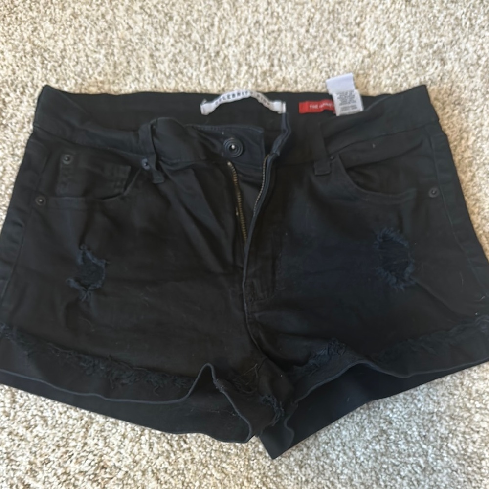 Celebrity Pink Black Distressed Jean Shorts